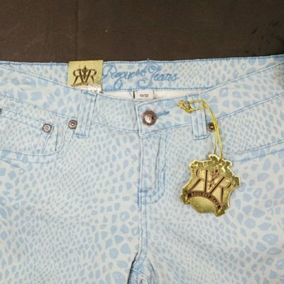 Blue Snakeskin Print Jeans by Request 13/14 NWT - Picture 2 of 9